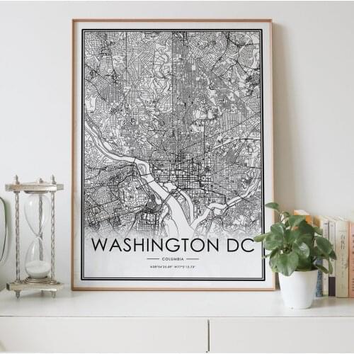 WASHINGTON DC city map Nordic Living Room Decoration Canvas Poster Modern Home Decor Art Print Painting