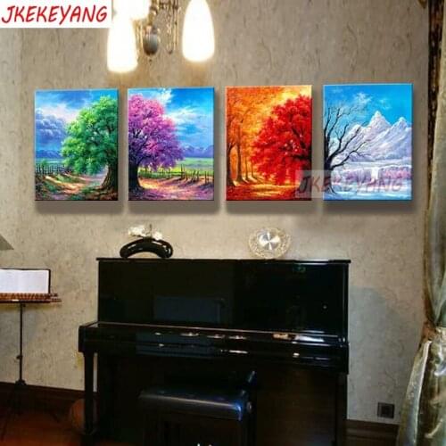 Wall Art Pictures 5D Diy diamond painting Four Seasons Tree Diamond Mosaic sale Rhinestone Embroidery cross stitch Y3593