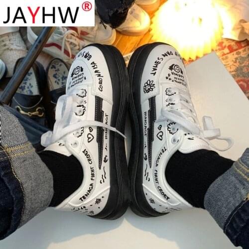 JAYHW Female Sports Shoes Women Platform Kawaii Graffiti Casual Shoes Vintage College Student Vulcanize Shoes Woman Sneakers