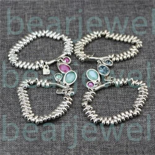 Beautiful Jewelry 19CM Green And Red 4 Spanish Styles Silver Beaded Bracelets For Mothers Day Gifts