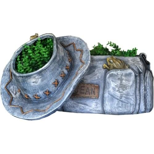 Creative Personality Cowboy Bag Hat Flower Pot Succulent Green Radish Outdoor Garden Decoration Art Gardening Farmhouse Balcony