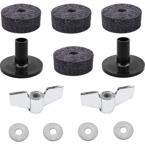 12 Pcs/set Drum Kit Cymbal Soft Round Felt Pad Wing Nut Washers Drum Set Assembly Accessories