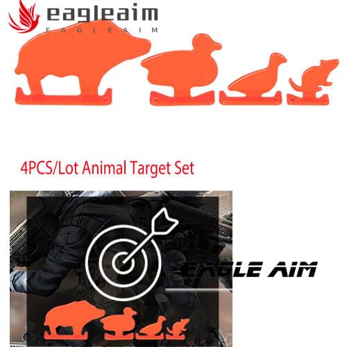 Metal Animal Target Set, Shooting Spotting Target for Fun and Practice Competition, Orange Paintball Hunting Accessories, 4PCS
