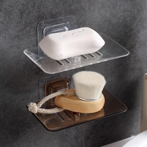 Single Layers Soap Box Suction Soap Dish Holder Kitchen Bathroom Storage Basket Soap Box Stand Cup Soap Rack
