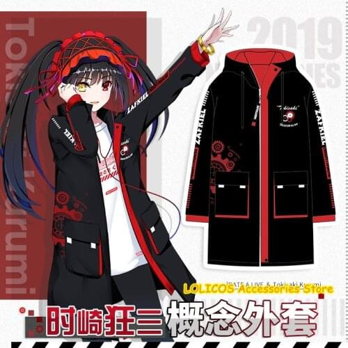Anime DATE A LIVE Tokisaki Kurumi Autumn Winter Hooded Wind Coat Casual Overcoat Long Sleeve T-shirt Fashion Pants Suit Cosplay