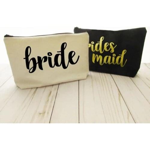 Personalized text name wedding birthday gifts bride bridesmaid comestic vanity Bags, Gift for Maid of Honor