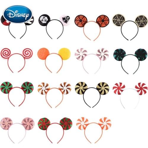 Disney Cute Lollipop 3.3'' Sequins Mouse Ears Headband Festival Cand Hairband Women Party Headwear Kids DIY Hair Accessories