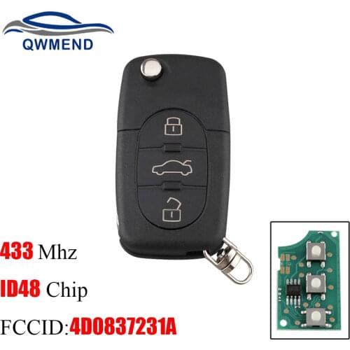 BHKEY 3B Remote key For AUDI 433Mhz ID48 Chip For Audi A3 A4 A6 A8 Old Models 4D0 837 231 A 4D0837231A Original remote control