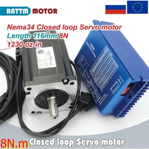 Nema 34 Closed Loop stepper motor 8N.m/1230oz-in/ 6A 2-Phase & 2HSS86 Hybrid servo Driver 8A AC24~70V /DC30~100V