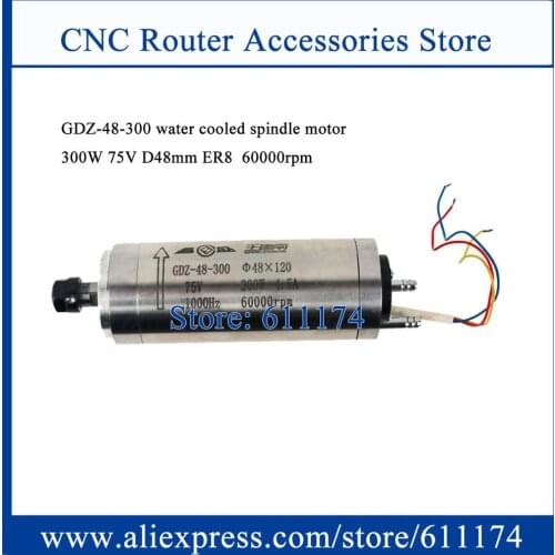 High speed 60000rpm 300w cnc milling spindle motor ER08 75V Water cooled Spindle Motor