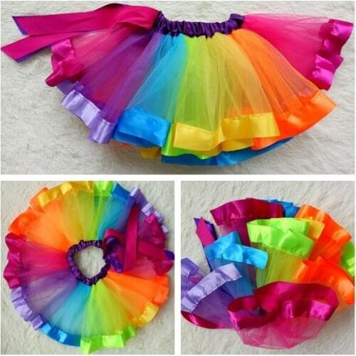 RainbowTutu Skirt Girls Dance Skirt Baby Clothing Children Wear Little Girls suit for 1 to 9 year old