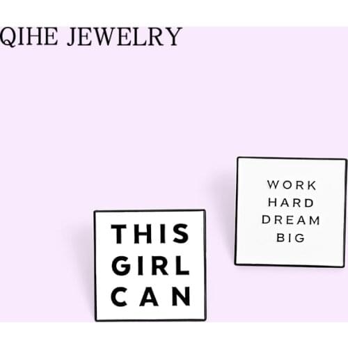 Funny Quotes Enamel Pins Bulk Square Letter Brooches for Women Men Motivational Sayings Badge Lapel Pin Jewelry Gift Wholesale