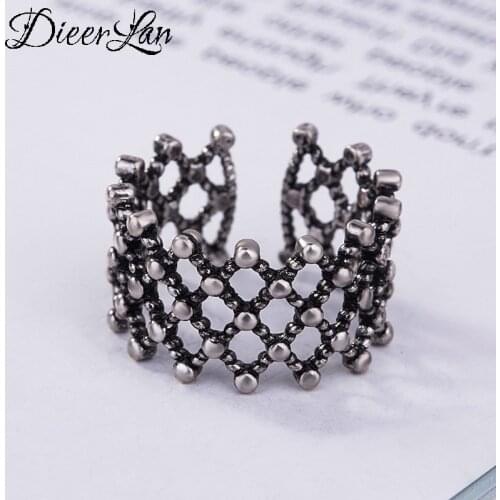 Punk Vintage Style Silver Color Hollow Finger Rings For Women Antique Ring Christmas Gifts Jewelry 2021