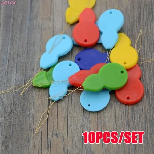 10PCS Plastic Threader Cross Stitch Sliver Bow Wire Needles Multicolor Insertion Tools Sewing Machine DIY Craft Accessories G