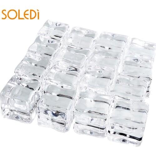 Square Lifelike 16pcs Fake Artificial Acrylic Ice Cubes Display 2x2CM Decoration Home Party Decoration Festival Fake Ice Cubes