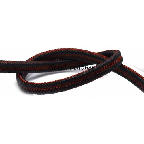 2m/lot Approx 8*5mm flat Braided Leather Cords with Stainless Steel wire /accessories parts/DIY Bracelet necklace Jewelry making