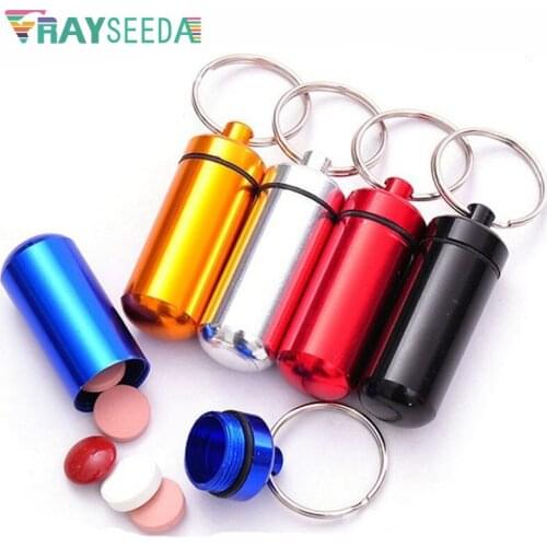 2pcs/lot Outdoor EDC Tool Waterproof Pill Bottle Camping Capsule Seal Bottle Pocket Keychain Drug Holder Medicine Container Case