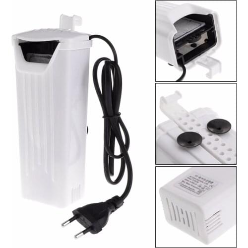 220-240V 4W Waterfall Aquarium Turtle Fish Tank Cylinder Oxygen Pump Built-In Low Water Level Filter Accessories EU Plug C42