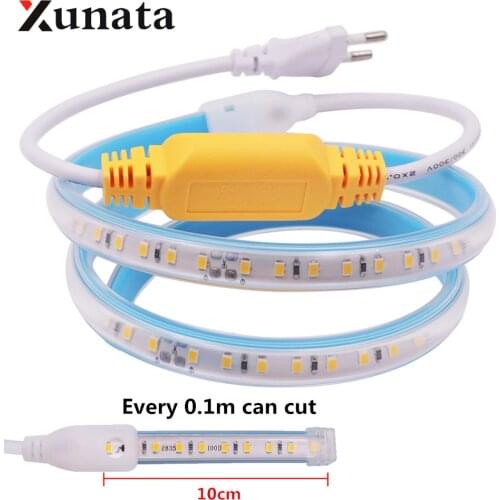 220V 2835 LED Strip 120LEDs/m Super Brighter 10cm Cuttable Flexible LED Light Outdoor IP67 Waterproof LED Strip Light