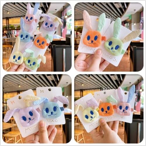 Boutique 24pcs Fashion Cute Fabric Rabbit Hairpins Candy Color Cartoon Bunny Hair Clips Princess Headwear Girls Hair Accessories