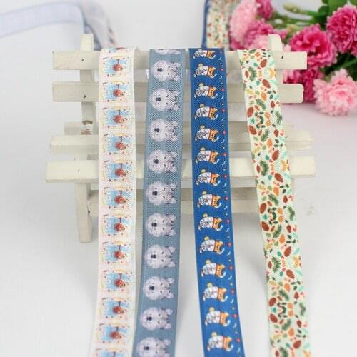 5/8" Cartoon animal printed stretch DIY hair band sewing accesory ribbons 16mm animal elastic ribbon 20/50 yards