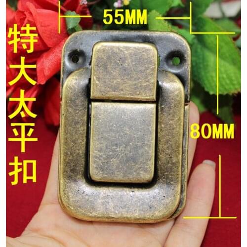 80*55mm King Pacific buckle Antique hasp Iron sheet Wine wooden box lock Bronze Wholesale