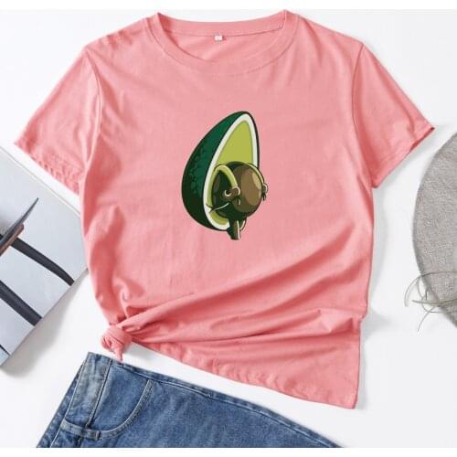 Avocado Foodie Vegan Vegetarian Woman T-Shirt Short Sleeve TShirts Summer Tops for Women Cotton Graphic Tee Female Shirt Clothes