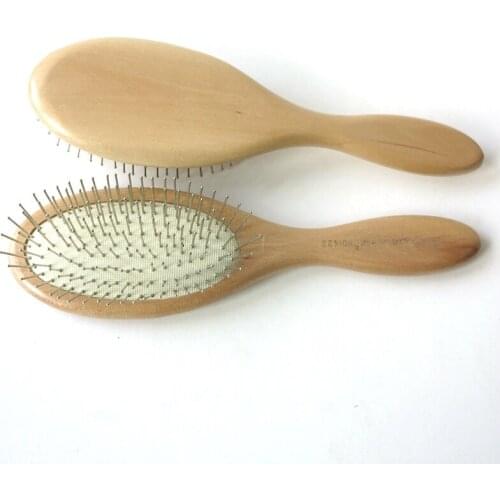 Free Shipping 2PCs VarnishWooden Handle Professional Antistatic Brush Wigs Comb With Steel Teeth For Comb Wig Hair Extension