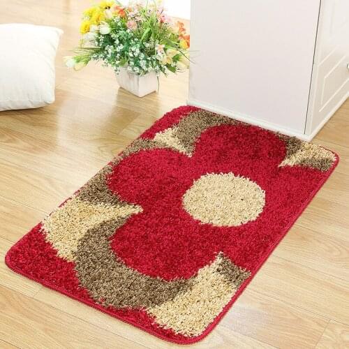 Big Red Flower Decorative Doormat Bedroom Water Absorbing Foot Mat Square Floor Mat Elbow Yarn Home Bathroom Anti Slip Mat