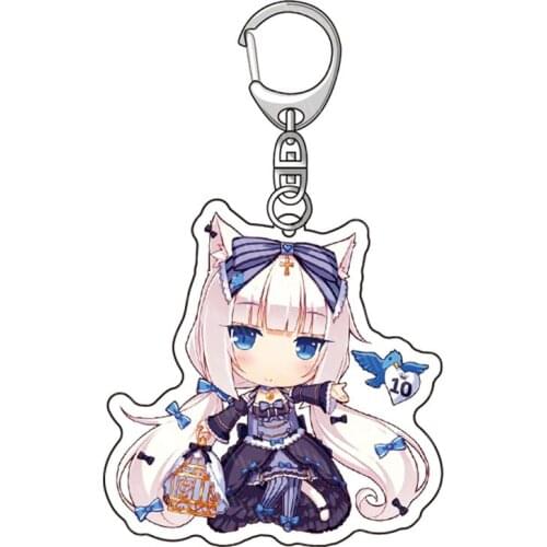 Animation Nekopara Key Chain Super Cute Anime Girls Cat Chocolat Vanilla Twin Sisters Keychains Acrylic Figures Keyring Man Gift