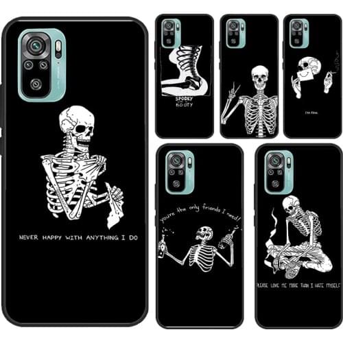 Aesthetic Skeleton Skull For Xiaomi Redmi Note 9 7 8 10 Pro Note 9S 8T Cover For Redmi 9C 9 9T 6A 7A 8A 9A Case