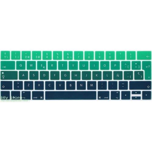 For Newest 2017 / 2016 with Multi Touch Bar Macbook Pro 13 15 2018 Spanish Language Touch Bar Keyboard Skin Silicone Cover