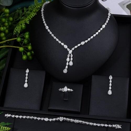 Elegant Design 4pcs African Jewelry Set For Women Party Gift Dubai Jewelry Set Cubic Zircon Nigeria Wedding Jewelry Sets