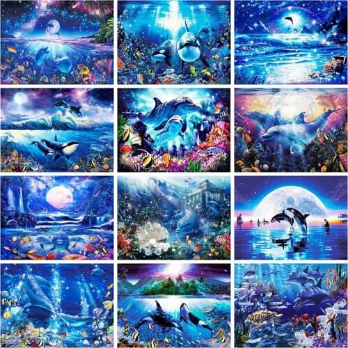 Evershine Diamond Painting Full Square Animals Diamond Embroidery Dolphin Cross Stitch Picture Of Rhinestones Handicraft