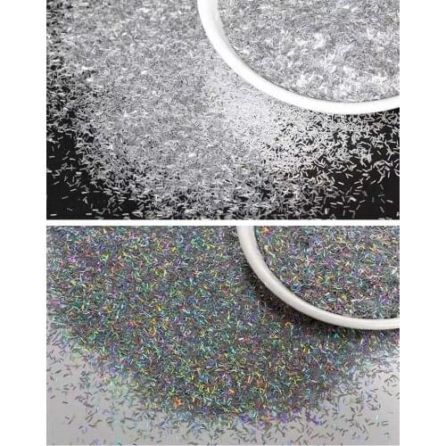 0.2x1mm Holographic Silver Thin Stripe Bars Glitter Dust for Nail Art Expory Resin DIY Decorate