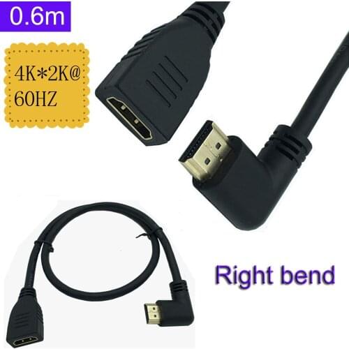 HDMI 4K*2k Cable HDMI 2.0V 60Hz,Right angle Male to Female cable 0.6m