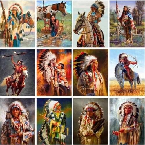 Indian Soldiers Diamond Embroidery Painting Man Mosaic Rhinestones Picture Small Size Diamond Dots Wall Art Decor Stickers Gift