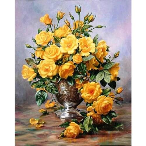 GATYZTORY Yellow Flowers DIY Painting By Numbers Home Wall Art Picture Modern Canvas Painting Unique Gift For Room Decoration
