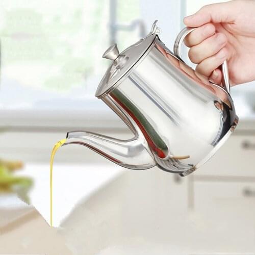 Stainless Steel Oil Can Household Spices Olive Oil Soy Sauce Oil Pot Leakproof Seasoning Container Kitchen Storage Cooking Tools