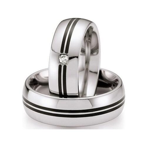 Classic black stainless steel fashion jewelry wedding bands rings pairs anillos de boda