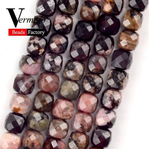5mm Natural stone Faceted Black Lace Rhodonite Square Beads for Jewelry Making 70pc/strand Spacer Loose Beads diy Bracelet 15