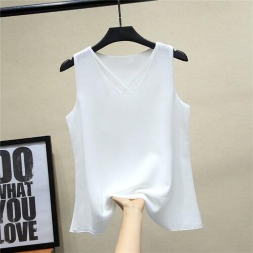 Solid Chiffon Summer Tops Women V-Neck Hollow Out Tank Tops Beach Sleeveless Sexy Tops Large Size S-7XL 8XL Green Red White