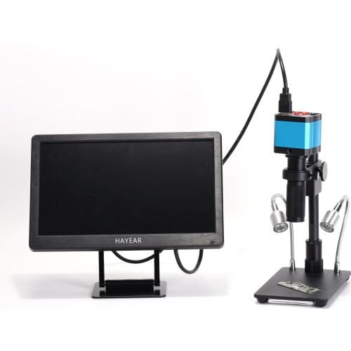 Hayear 14MP Microscope Camera Kit with 11.6 inches Screen LCD Monitor IPS Display HDMI VGA TFT AV Audio for Soldering PCB Repair