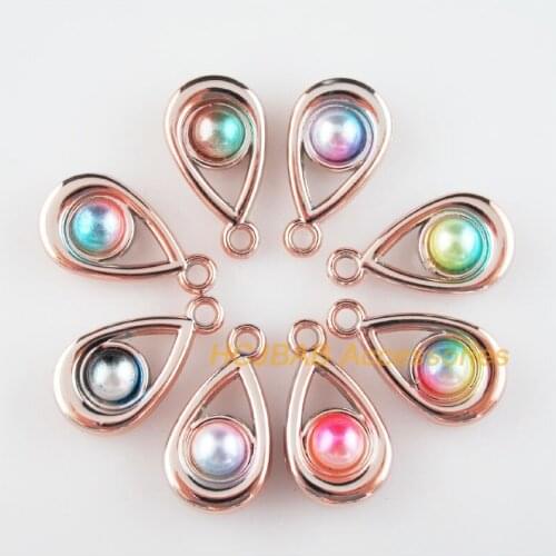 Fashion 16Pcs New Teardrop Charms Colored Acrylic KC Gold Plated Pendants 16x29mm