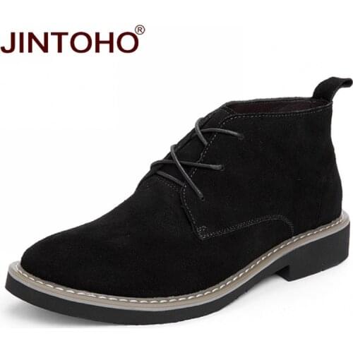 JINTOHO High Quality Men Genuine Leather Boots Fashion Men Winter Shoes Brand Male Leather Boots Men Ankle Boots Snow Shoes