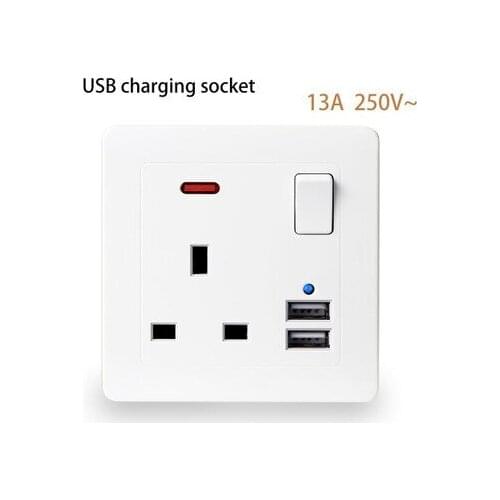 Smart Home Best Dual USB Port 2000mA Wall Charger Adapter 13A EU Standard Electrical Plug Socket Power Outlet Panel 110~250V