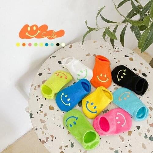 Baby Socks Kids Socks Lovely Smiley Children Socks Cotton Breathable Soft Fashion Infant Socks 4 Pairs of Socks Set 1 Pack 0-8Y