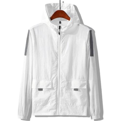 Novel New Lovers Sports Sunscreen Clothing Summer Ice Silk Ultra Thin Men Jackets Breathable Hooded Anti-UV Sportswear Male Coat
