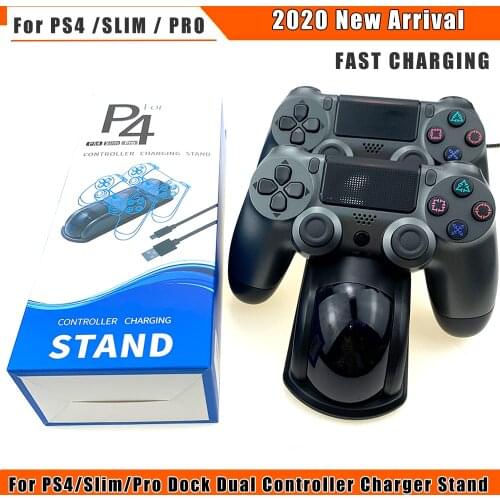 2020 New Dual USB Handle Fast Charging Dock Station Stand Charger for PS4/PS4 Slim/PS4 Pro Game Controller Joypad Joystick