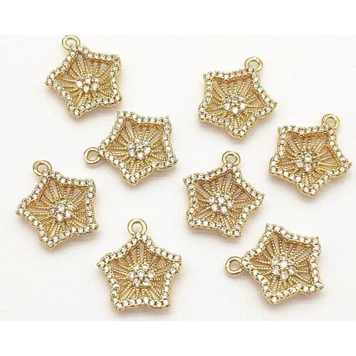 New arrival! 16x17mm 30pcs Cubic Zirconia Star Charm For Handmade Necklace Earring DIY Parts Jewelry Findings & Components